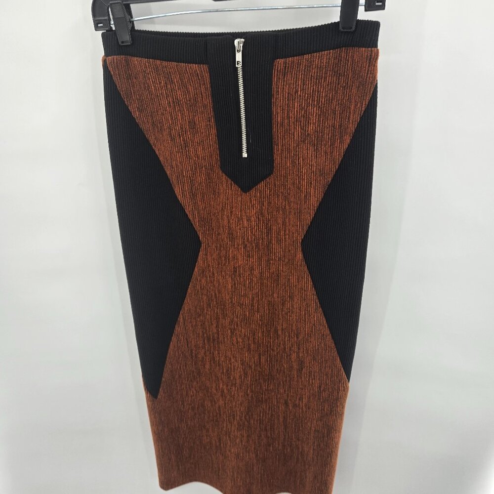 I am Gia Black Brown Front Zipper Pencil Maxi Skirt Small